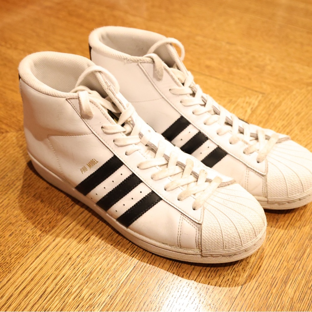 adidas White and Black High-Top Sneakers